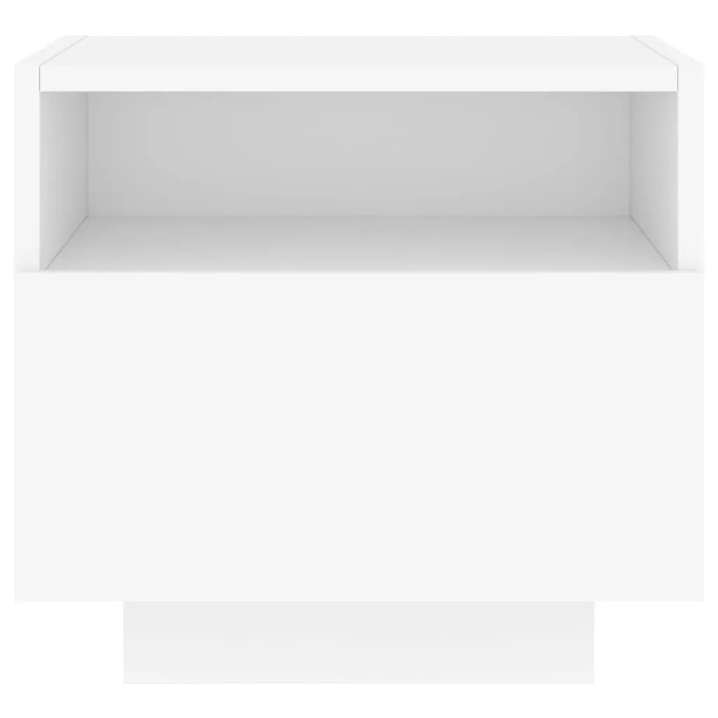 RGB LED Bedside Tables Storage Cabinet White 40x39x37cm Set of 2