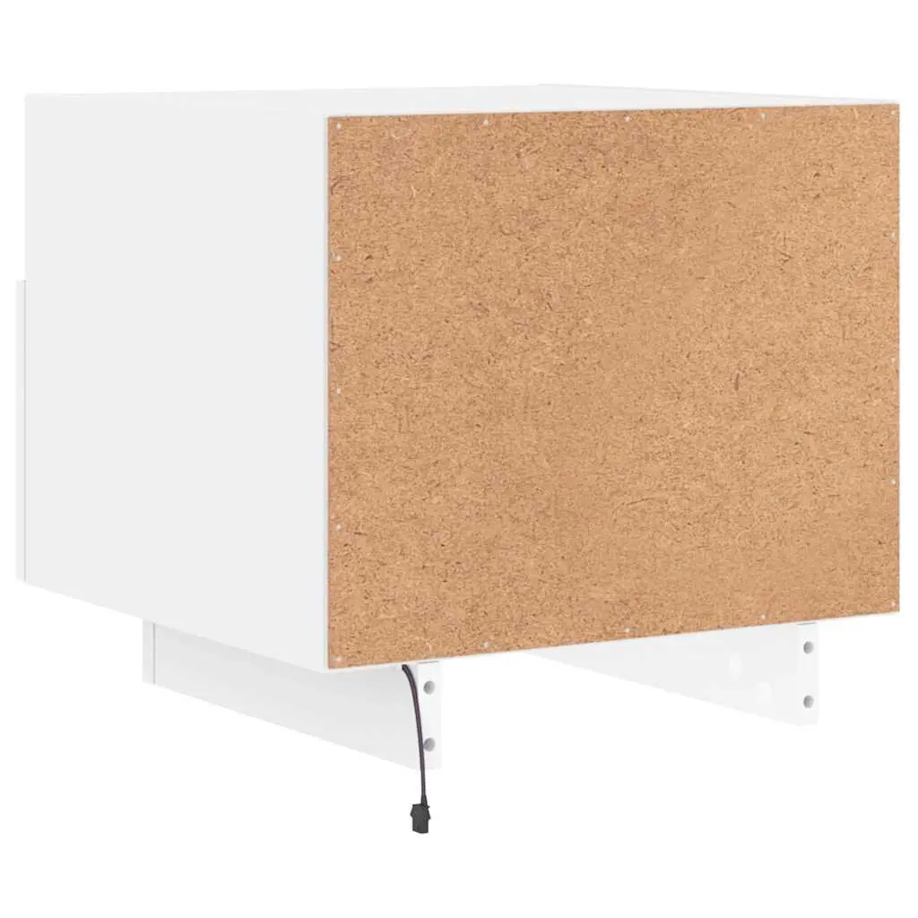 RGB LED Bedside Tables Storage Cabinet White 40x39x37cm Set of 2