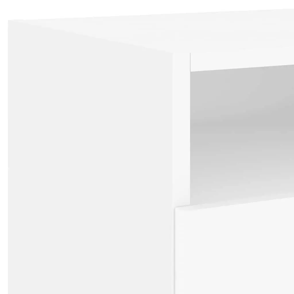 RGB LED Bedside Tables Storage Cabinet White 40x39x37cm Set of 2