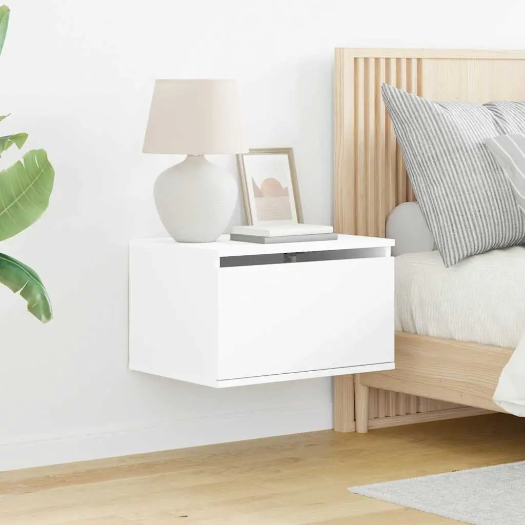 Wall-mounted Storage Cabinet White with RGB LED Lights for Bedroom Essentials