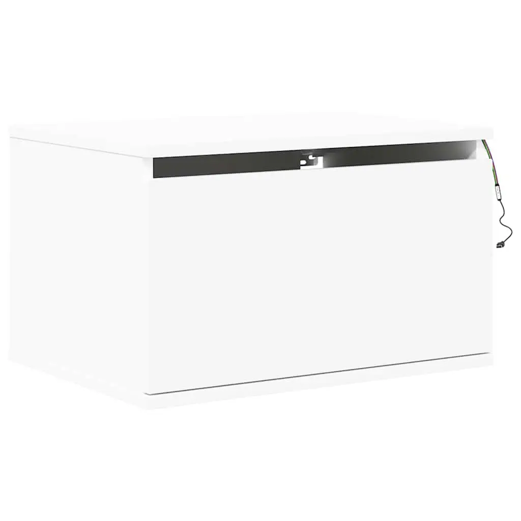 Wall-mounted Storage Cabinet White with RGB LED Lights for Bedroom Essentials