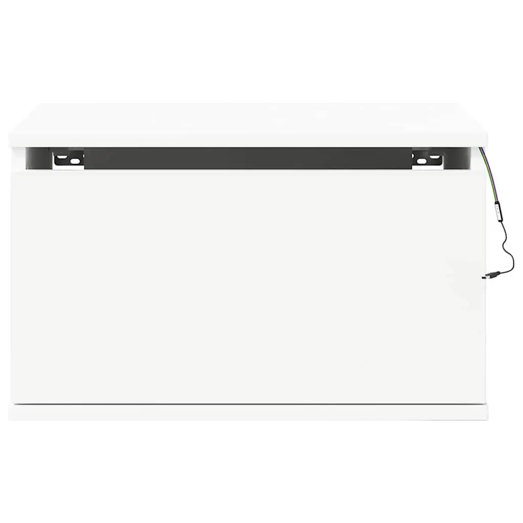 Wall-mounted Storage Cabinet White with RGB LED Lights for Bedroom Essentials