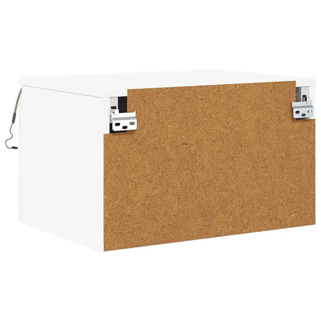 Wall-mounted Storage Cabinet White with RGB LED Lights for Bedroom Essentials