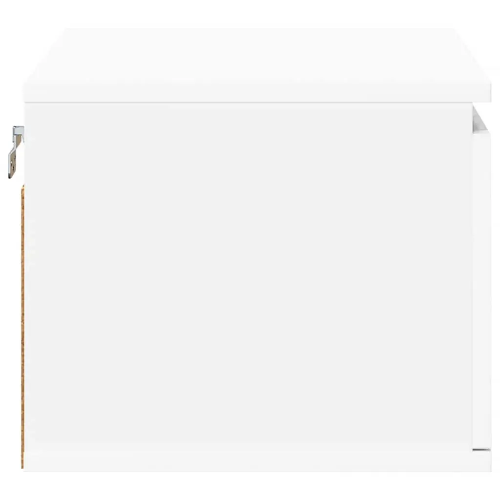 Wall-mounted Storage Cabinet White with RGB LED Lights for Bedroom Essentials