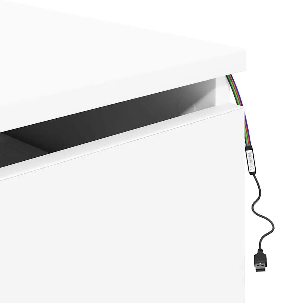 Wall-mounted Storage Cabinet White with RGB LED Lights for Bedroom Essentials