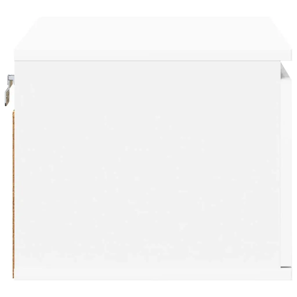 Wall-mounted Bedside Cabinet with RGB LED Lights White Floating Storage Unit 2 Piece
