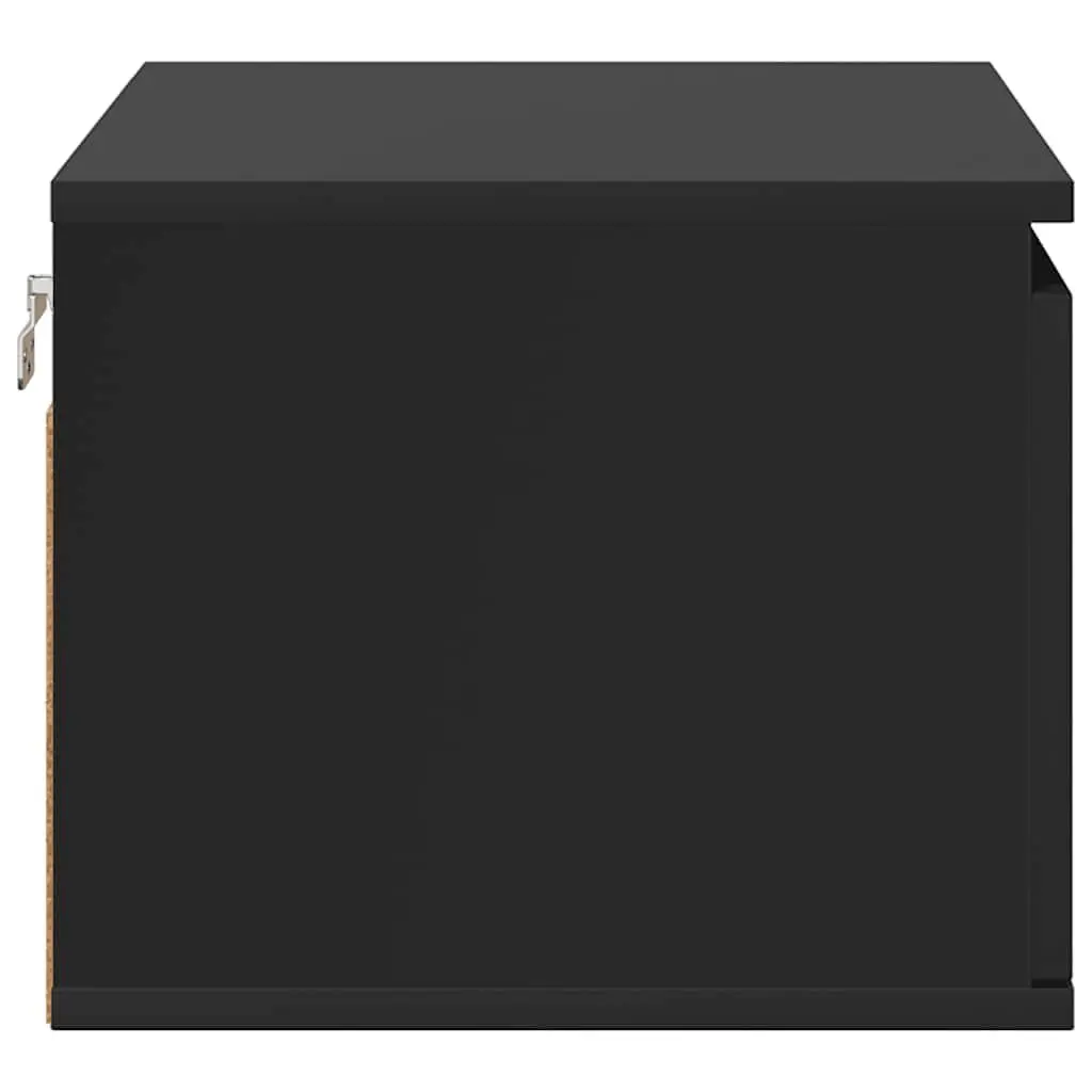 Wall-mounted Bedside Cabinets RGB LED Lights Black Floating Storage 2 pcs