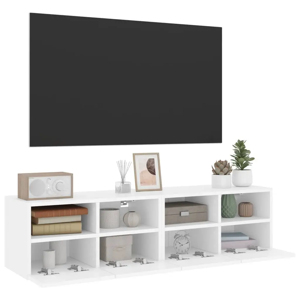 TV Wall Cabinet Floating Storage Unit White 60x30x30cm