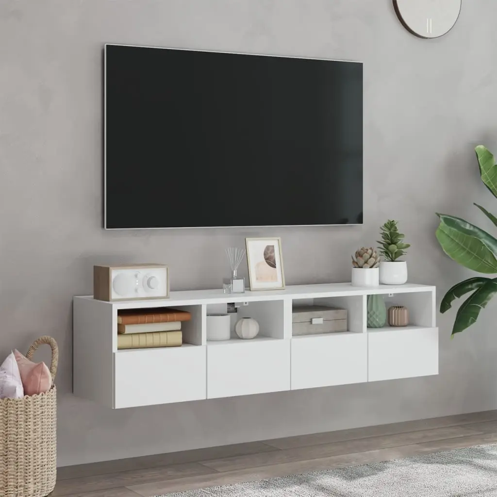 TV Wall Cabinet Floating Storage Unit White 60x30x30cm