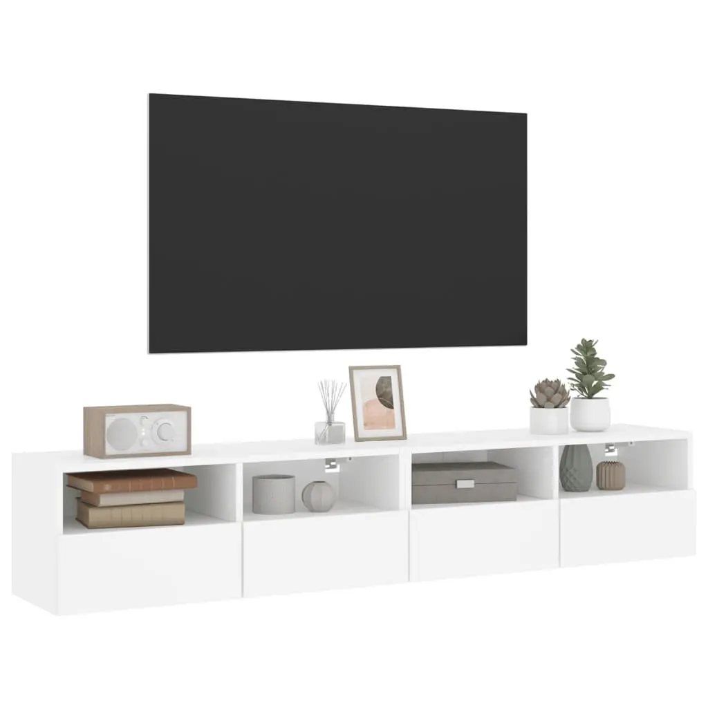 TV Wall Cabinets White Floating Storage Unit 80 x 30 x 30 cm 2pcs