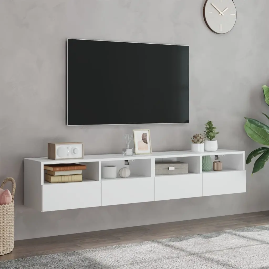 TV Wall Cabinets White Floating Storage Unit 80 x 30 x 30 cm 2pcs