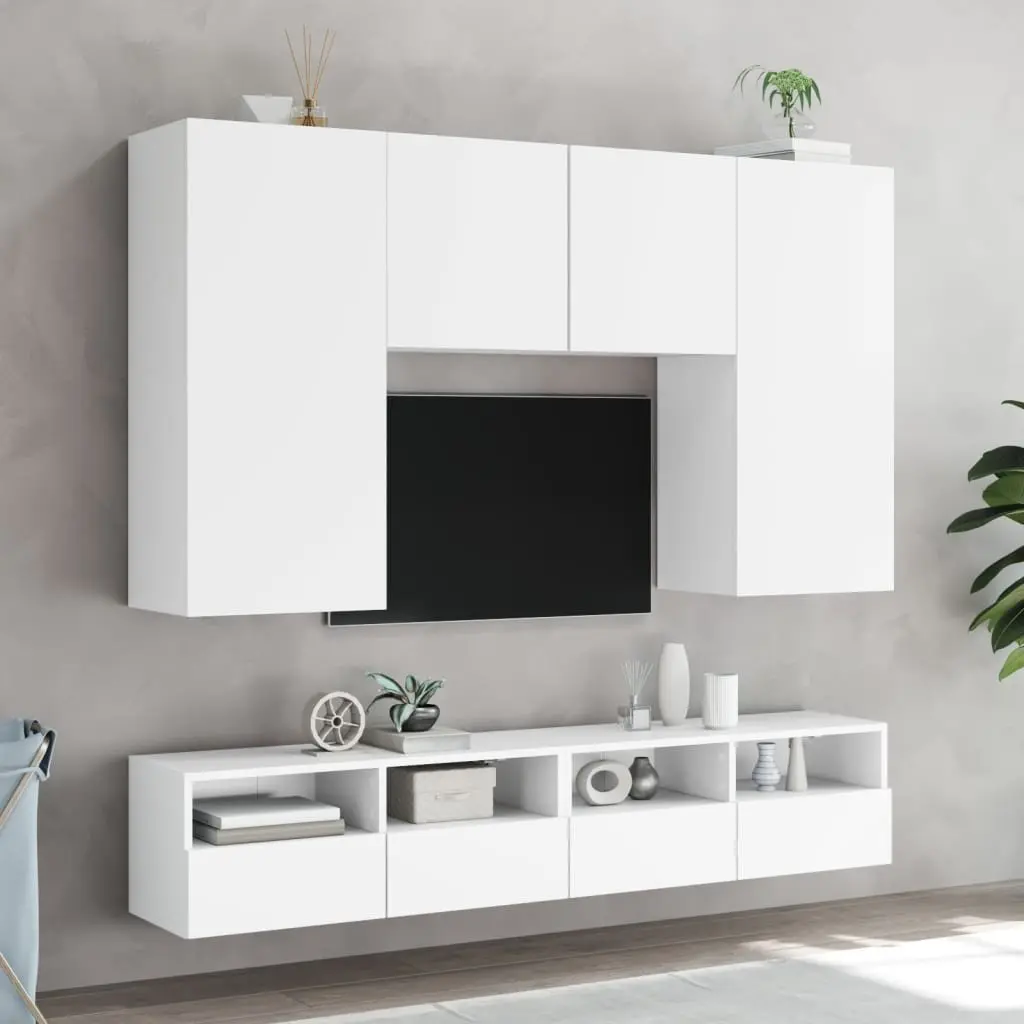TV Wall Cabinets White Floating Storage Unit 80 x 30 x 30 cm 2pcs