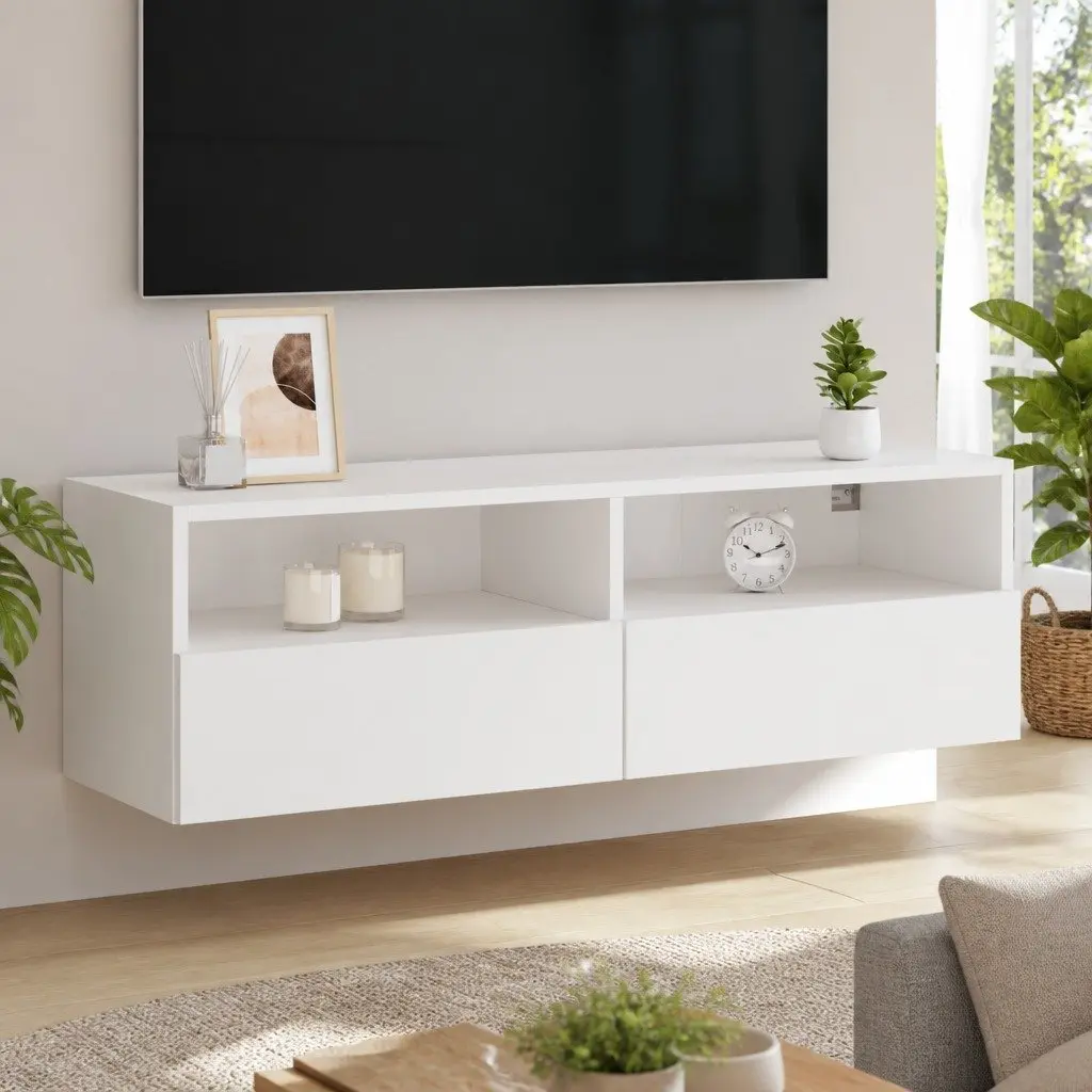 TV Wall Cabinet White Floating Media Unit 100 x 30 x 30 cm