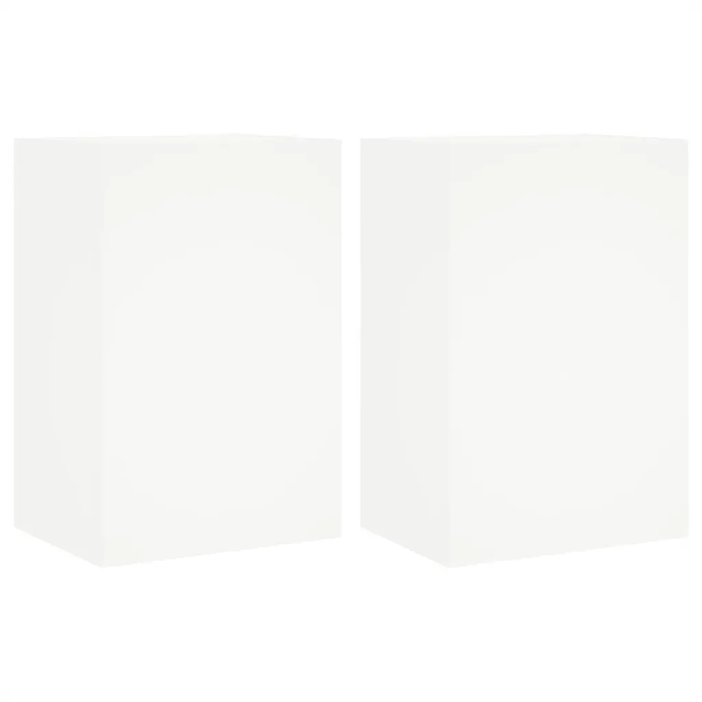 TV Wall Cabinets 2pcs White Floating Wall-Mounted Storage Units 40.5x30x60cm
