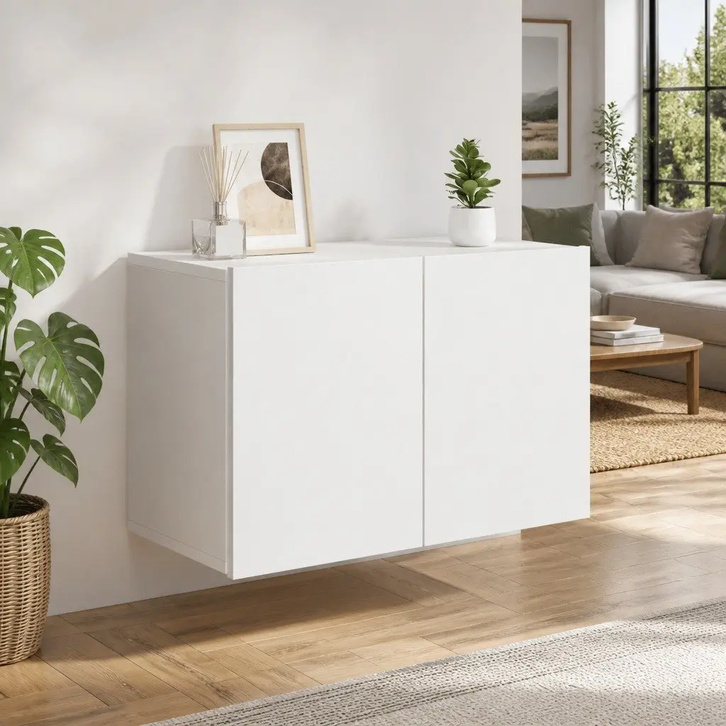 TV Cabinet Wall-mounted White Storage Unit 60x30x41cm