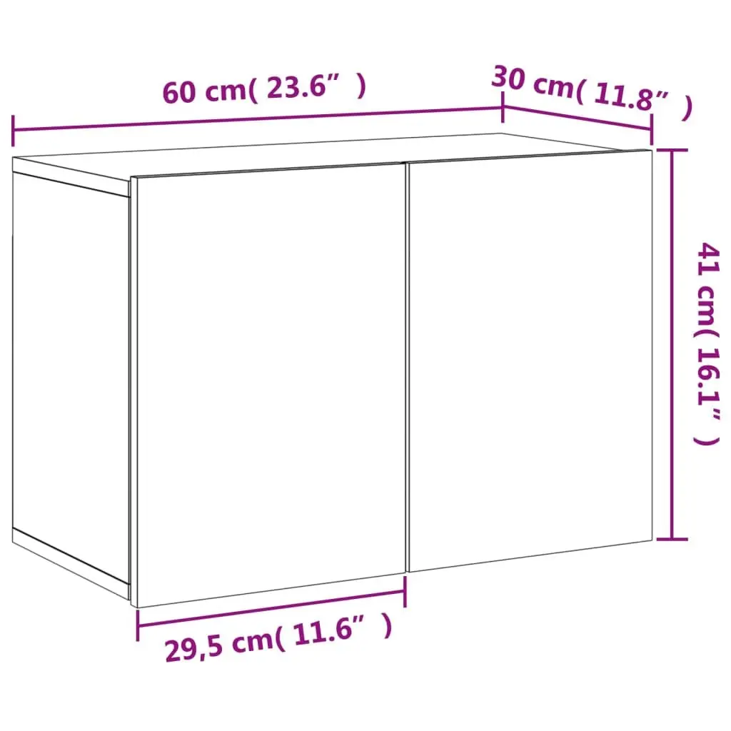TV Cabinet Wall-mounted White Storage Unit 60x30x41cm
