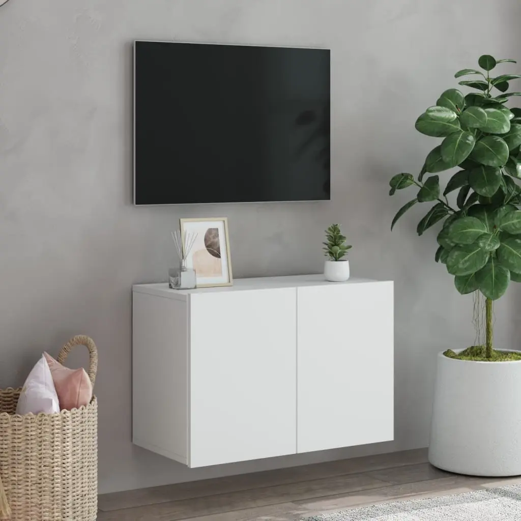 TV Cabinet Wall-mounted White Storage Unit 60x30x41cm
