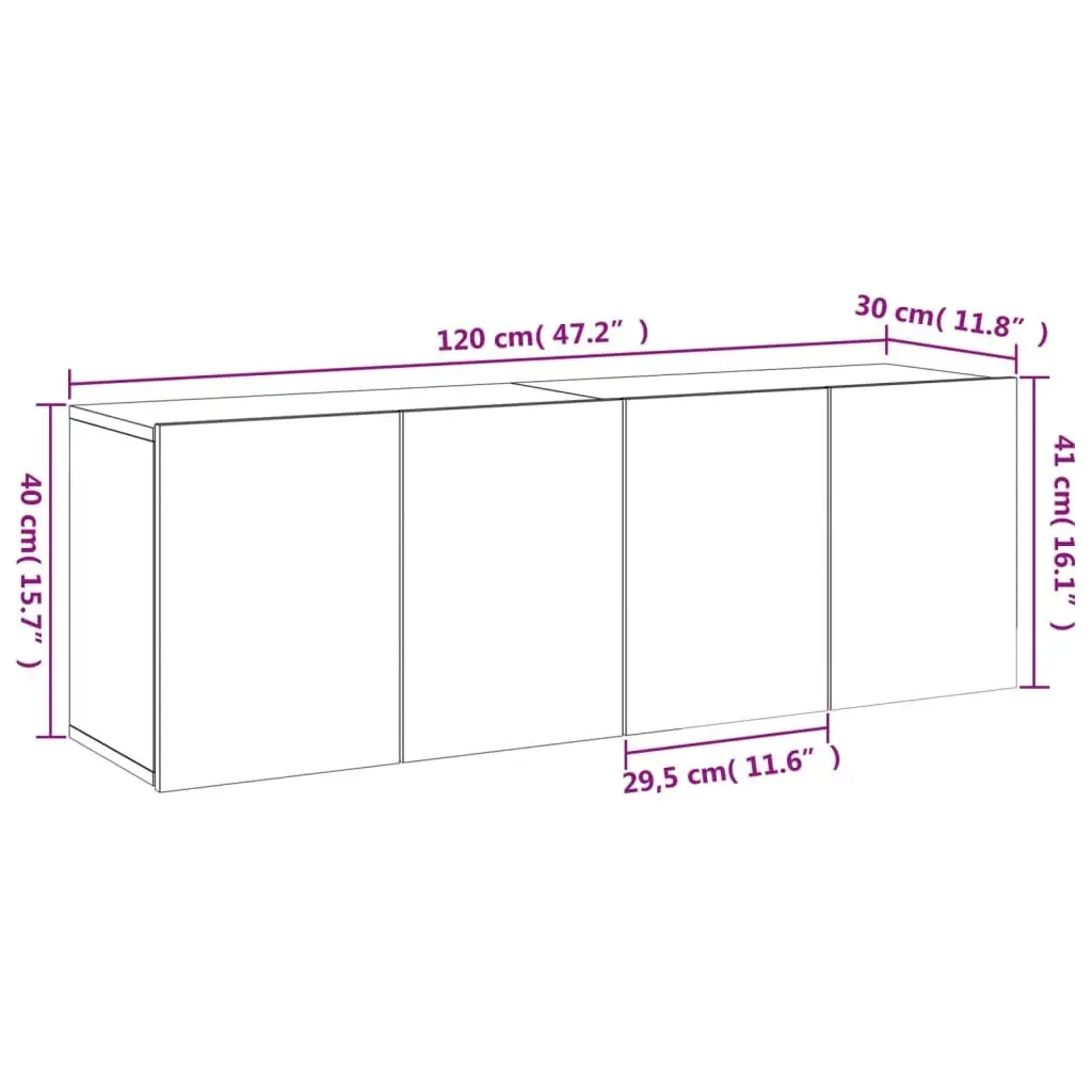 Wall-mounted TV Cabinets White Media Storage Units 2 pcs 60 x 30 x 41 cm