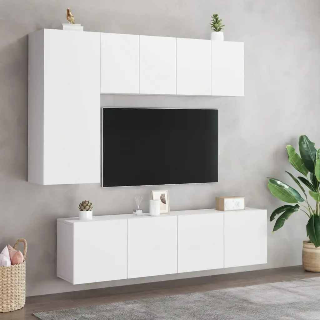 Wall-mounted TV Cabinets White Media Storage Units 2 pcs 60 x 30 x 41 cm