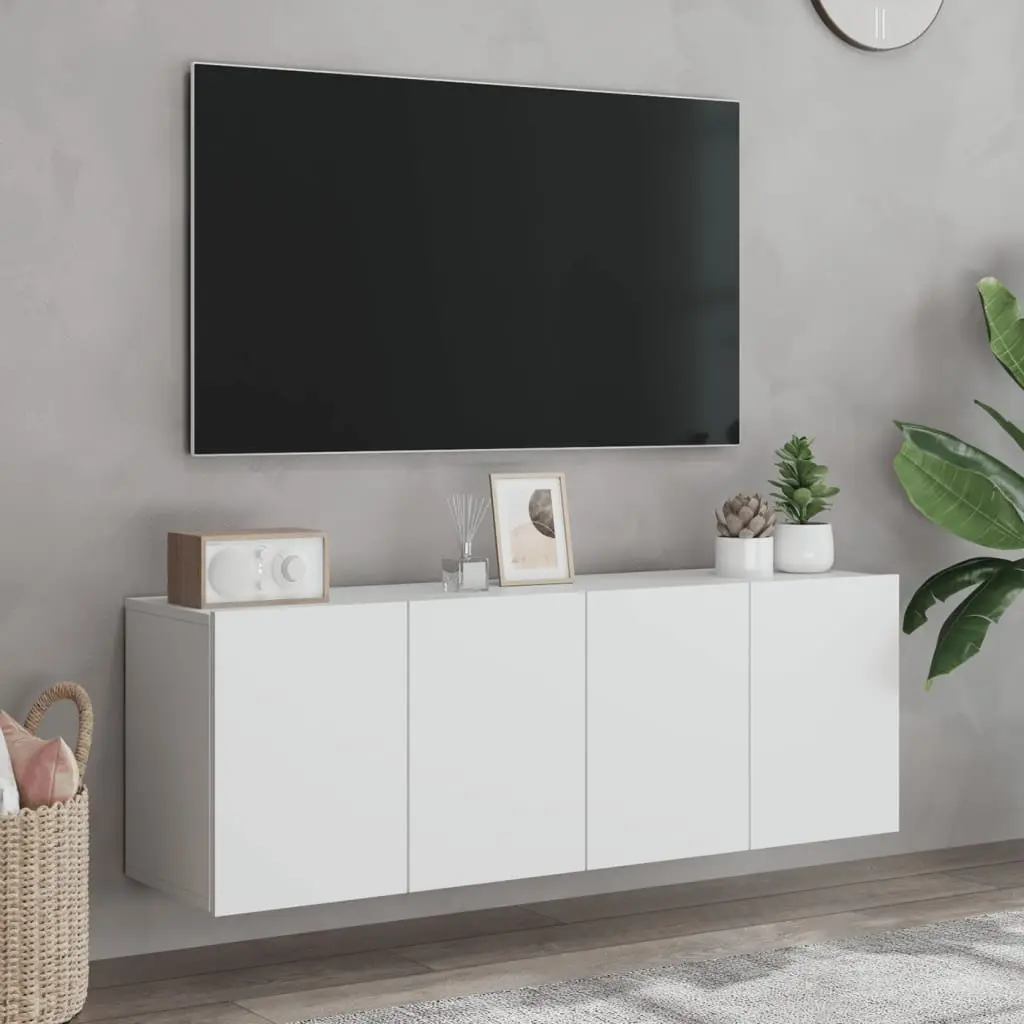 Wall-mounted TV Cabinets White Media Storage Units 2 pcs 60 x 30 x 41 cm