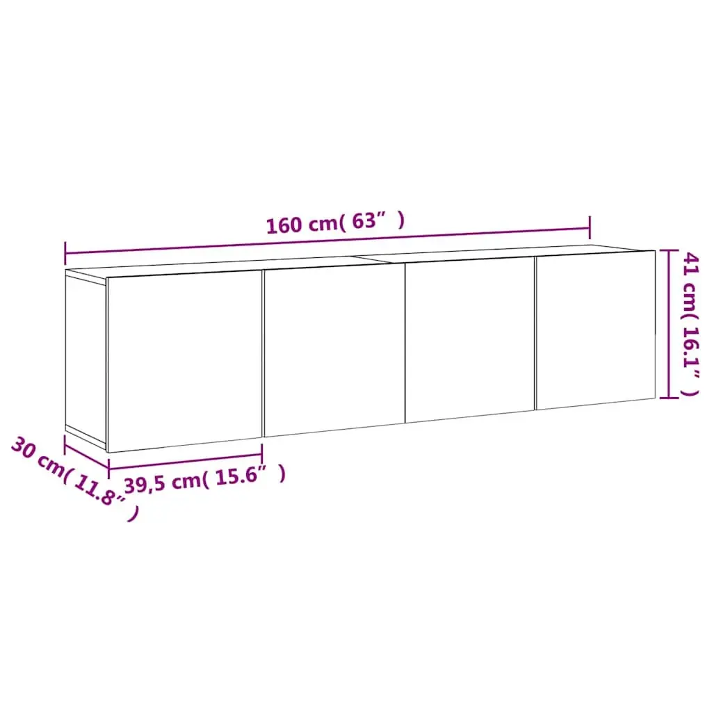 Wall-Mounted TV Cabinets White Storage Units 80x30x41cm