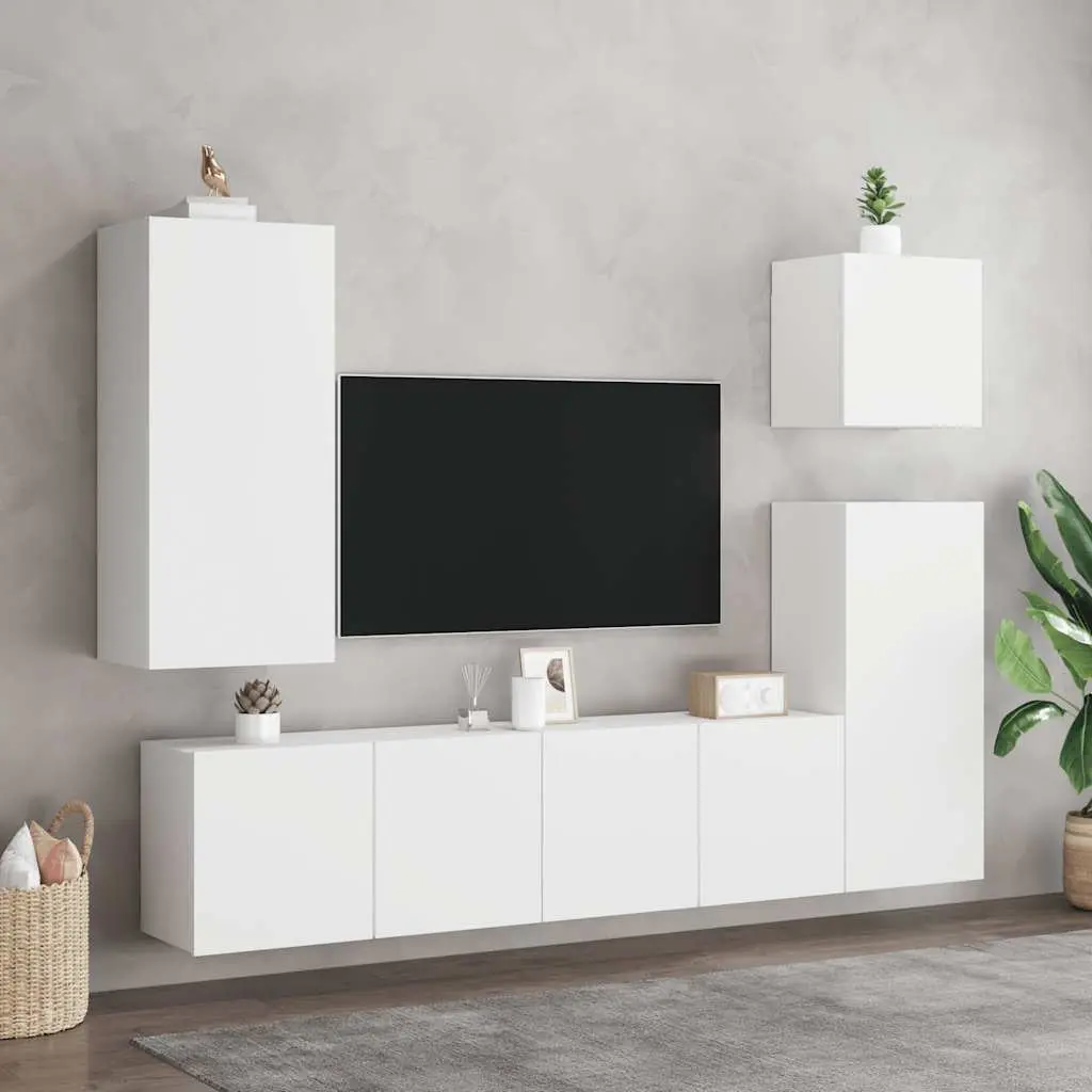 Wall-Mounted TV Cabinets White Storage Units 80x30x41cm