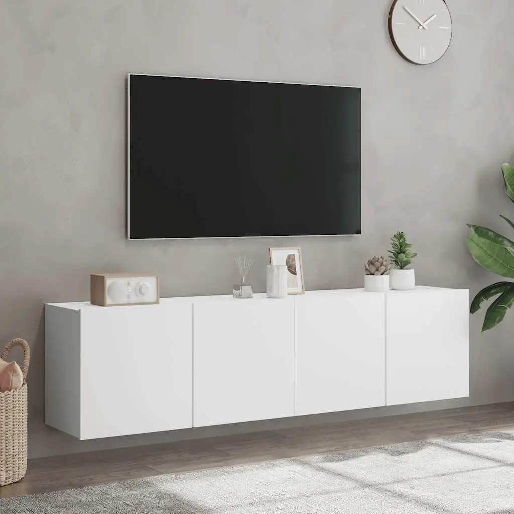 Wall-Mounted TV Cabinets White Storage Units 80x30x41cm
