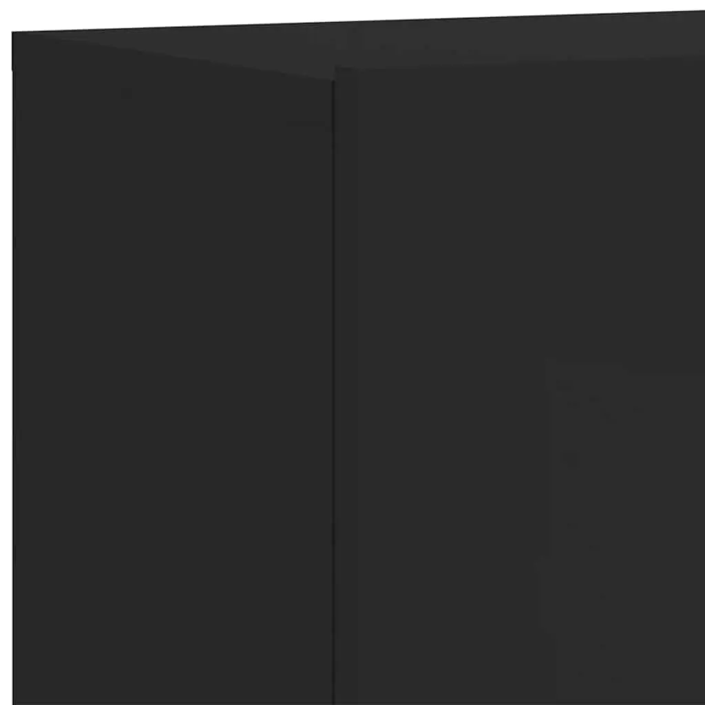 Wall-Mounted TV Cabinet Black 2 Pieces Storage Organiser Media Shelving Unit