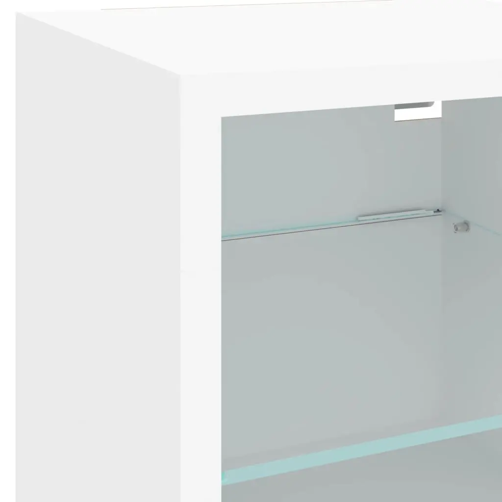 TV Wall Cabinet RGB LED Lights White Floating Storage Unit 30cm