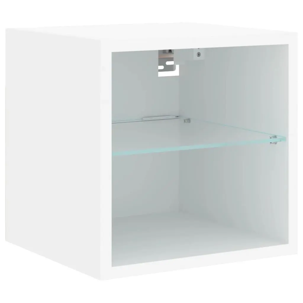 TV Wall Cabinet RGB LED Lights White Floating Storage Unit 30cm