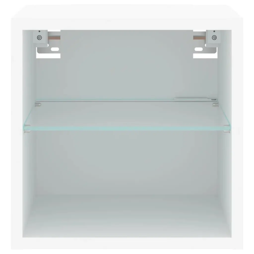 TV Wall Cabinet RGB LED Lights White Floating Storage Unit 30cm