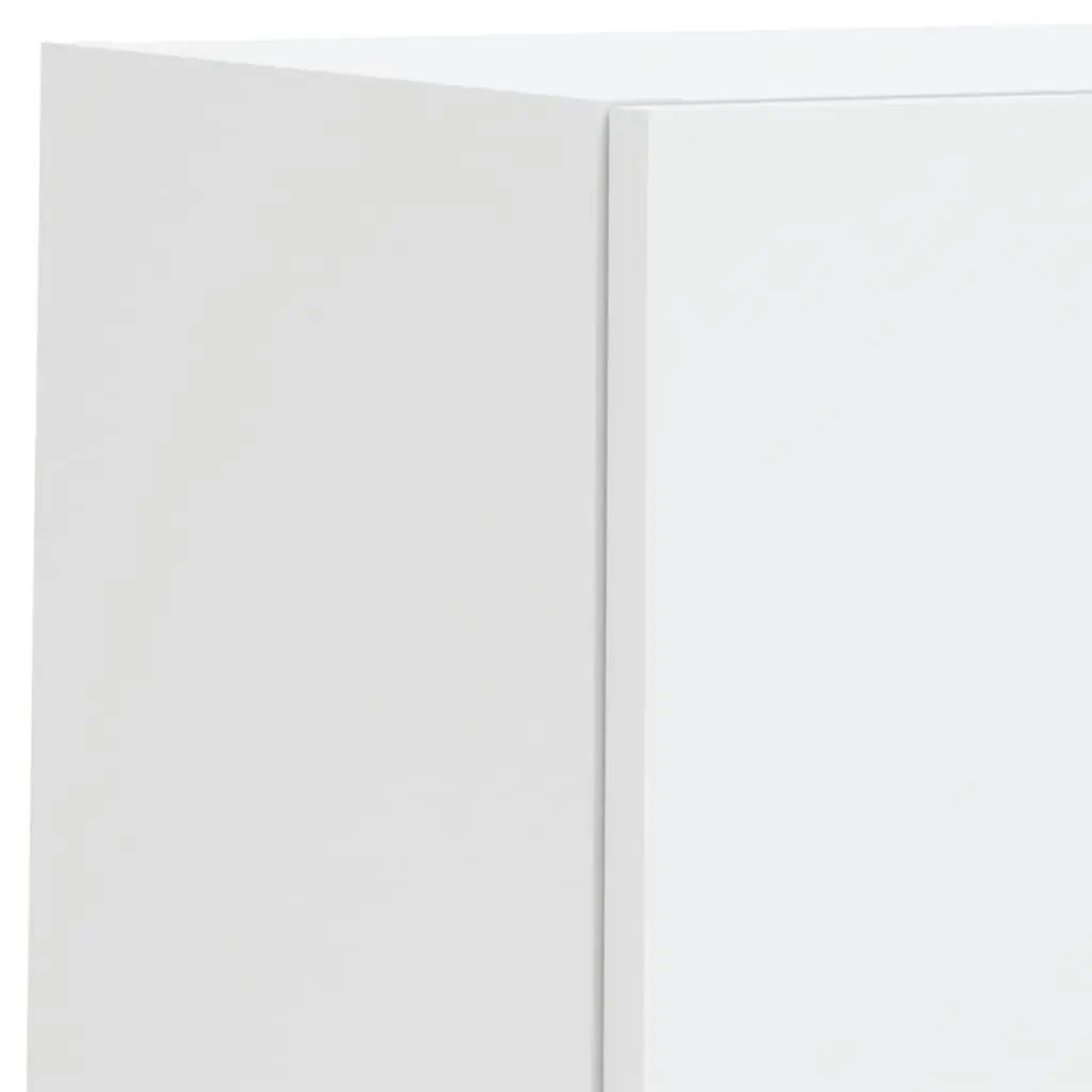 TV Cabinets with RGB LED Lights Wall-Mounted Media Storage Units Set of 2 White
