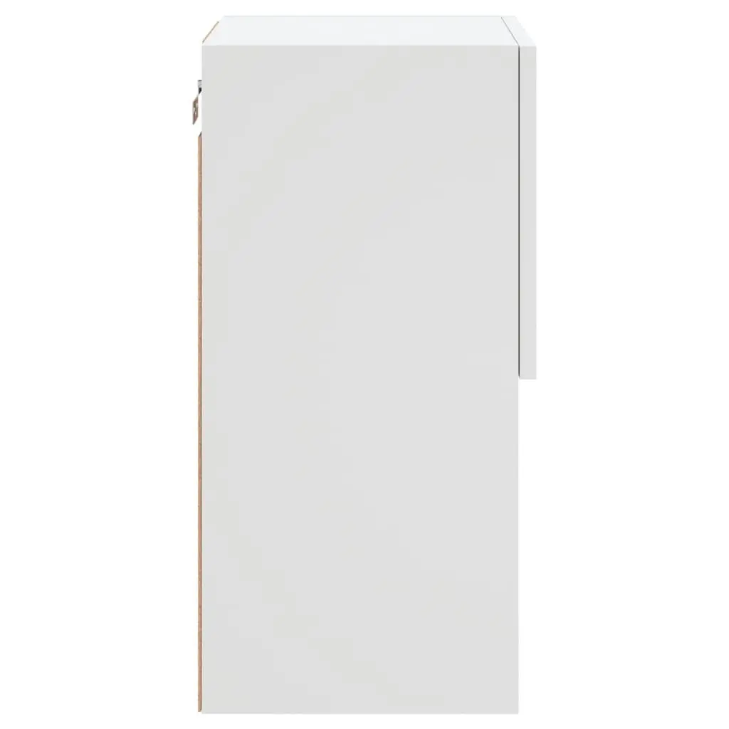 TV Cabinets with RGB LED Lights Wall-Mounted Media Storage Units Set of 2 White