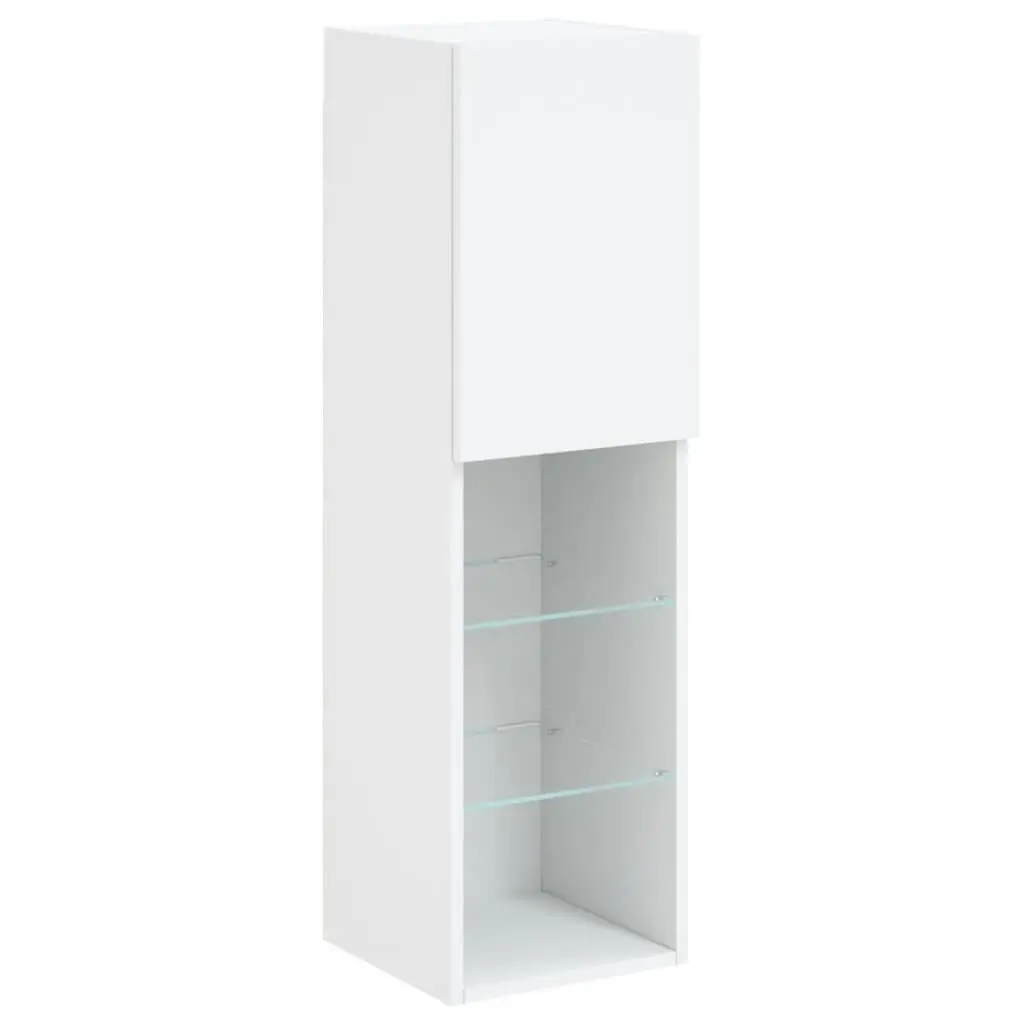 TV Cabinet RGB LED Lights Wall-Mounted Media Unit White