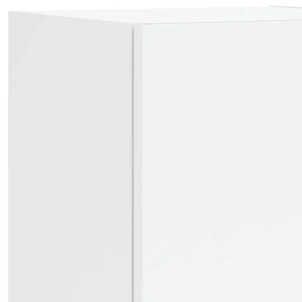 Wall-Mounted White TV Cabinet with RGB LED Lights 30.5x30x102cm 2 Piece