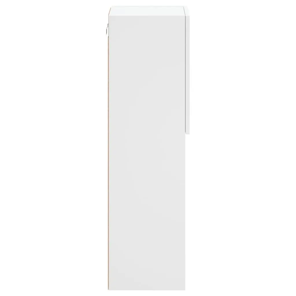 Wall-Mounted White TV Cabinet with RGB LED Lights 30.5x30x102cm 2 Piece