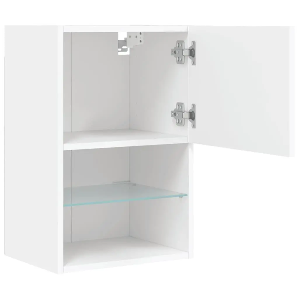 TV Cabinet with RGB LED Lights Wall-Mounted Media Storage Unit White