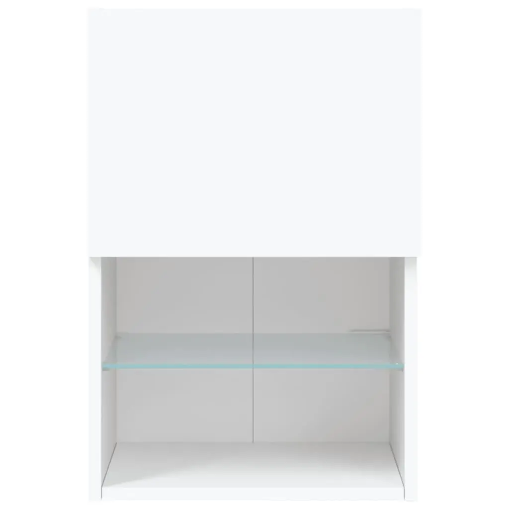 TV Cabinet with RGB LED Lights Wall-Mounted Media Storage Unit White