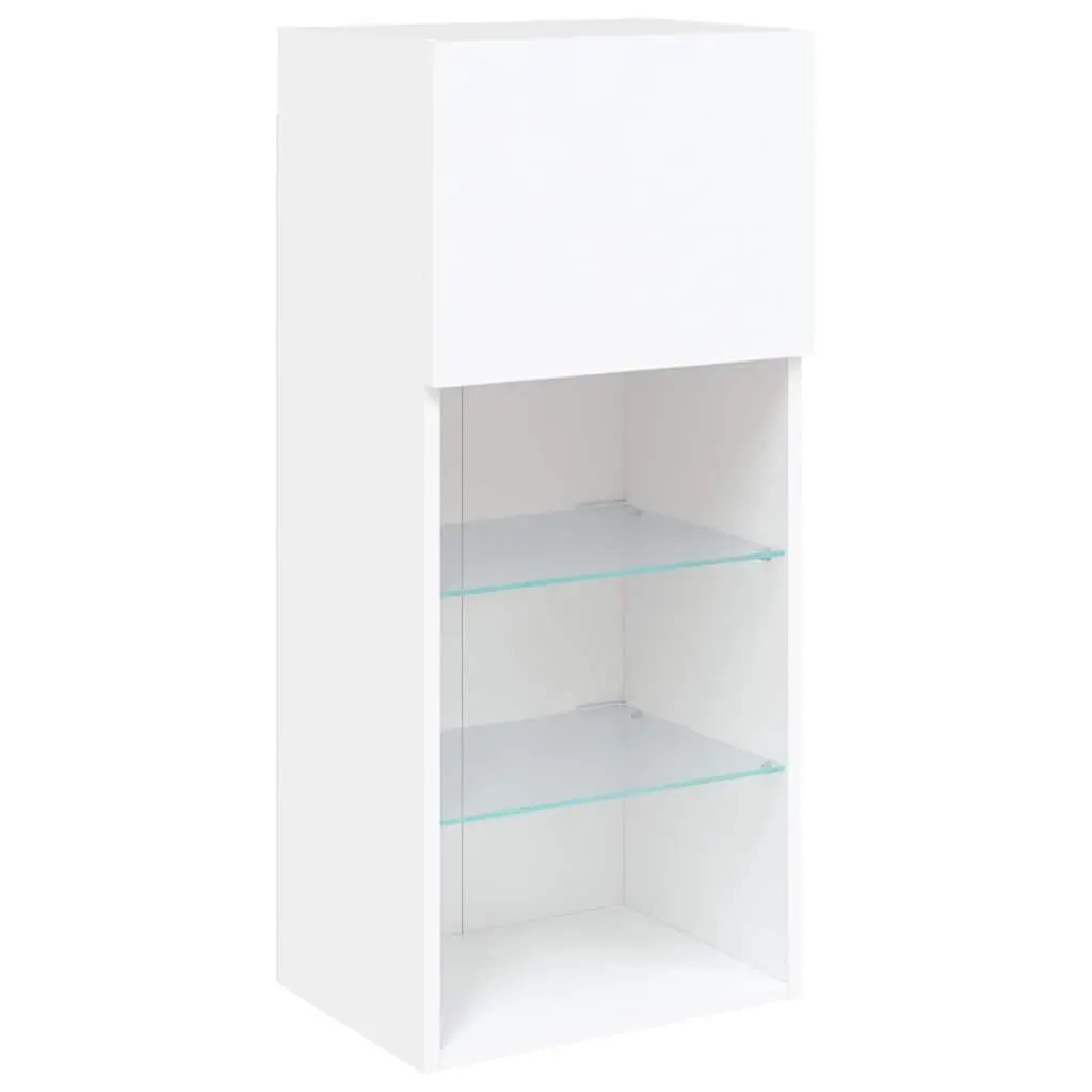 TV Cabinets Wall-Mounted with RGB LED Lights 40.5x30x90cm White Set of 2