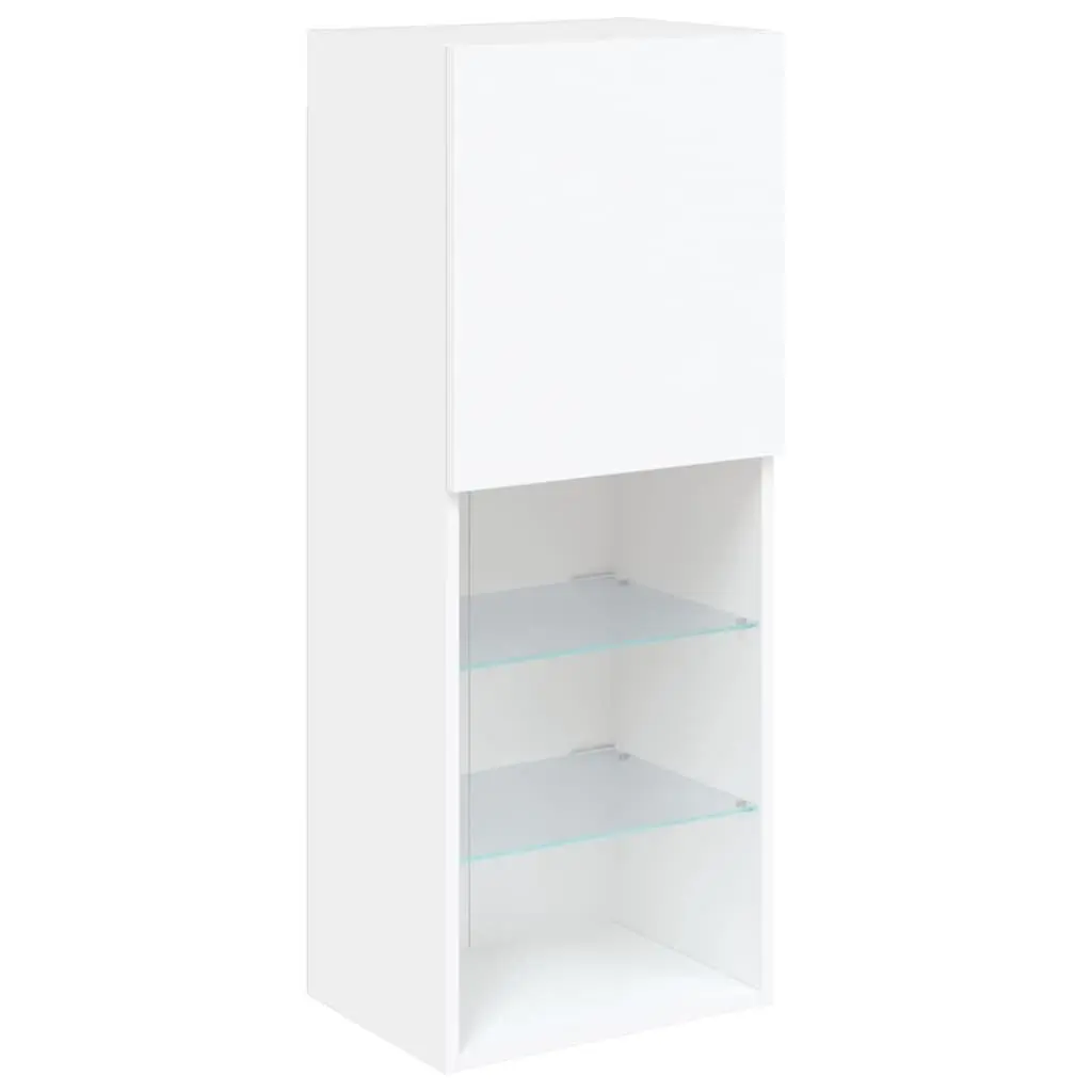 TV Cabinet RGB LED Lights Wall-Mounted White Storage Unit 40.5 x 30 x 102 cm