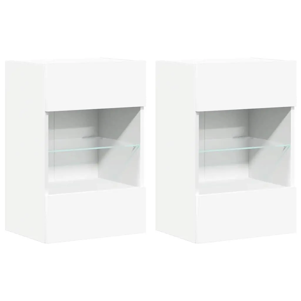 Wall Cabinets with RGB LED Lights White 40x30x60.5 cm 2 pcs