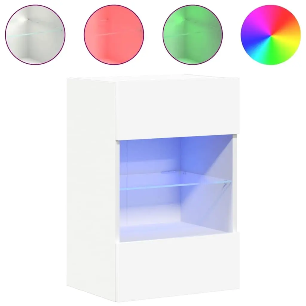 Wall Cabinets with RGB LED Lights White 40x30x60.5 cm 2 pcs