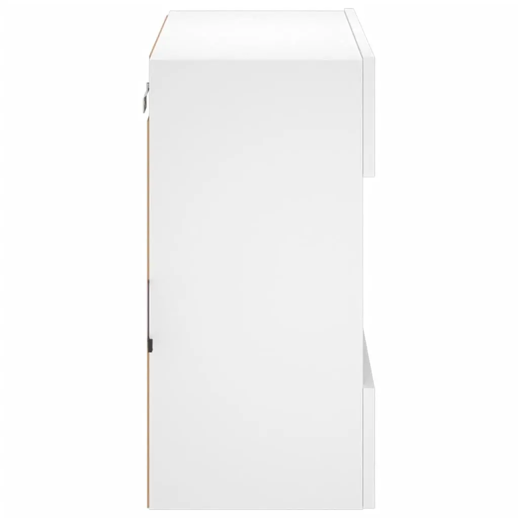 White TV Wall Cabinet Floating Shelves RGB LED Lights 58.5 x 30 x 60.5 cm
