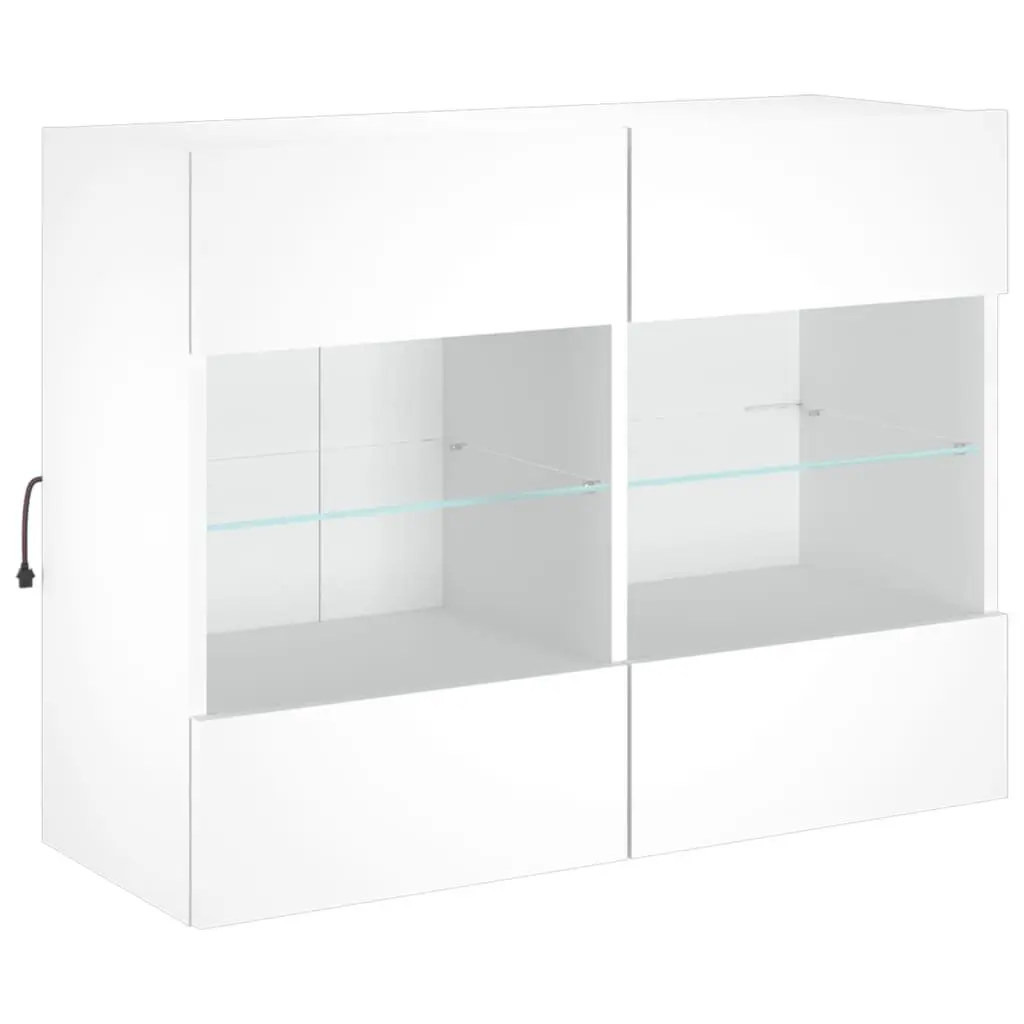 TV Wall Cabinet RGB LED Lights Wall-Mounted Media Storage Unit White 78.5 x 30 x 60.5 cm