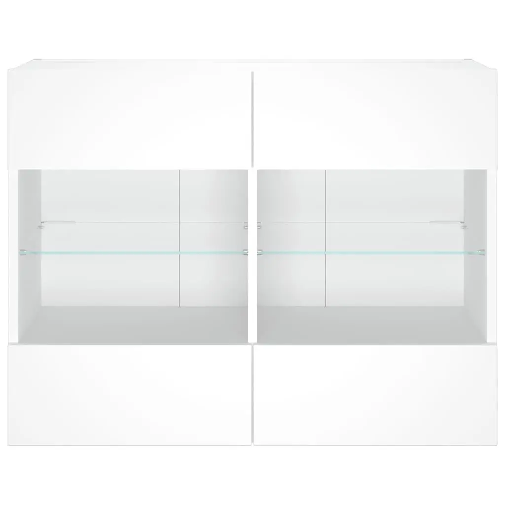 TV Wall Cabinet RGB LED Lights Wall-Mounted Media Storage Unit White 78.5 x 30 x 60.5 cm