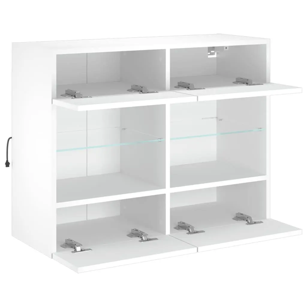TV Wall Cabinet RGB LED Lights Wall-Mounted Media Storage Unit White 78.5 x 30 x 60.5 cm