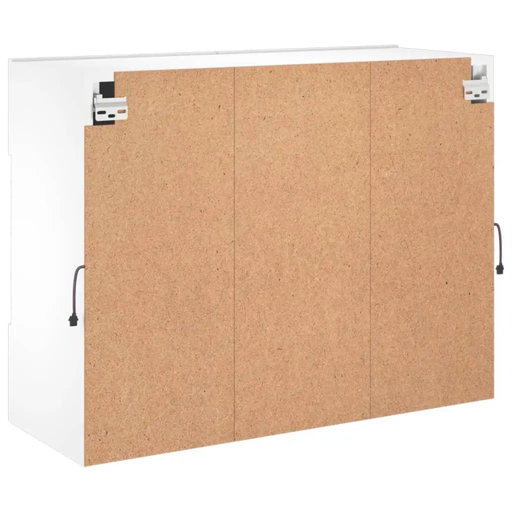 TV Wall Cabinet RGB LED Lights Wall-Mounted Media Storage Unit White 78.5 x 30 x 60.5 cm