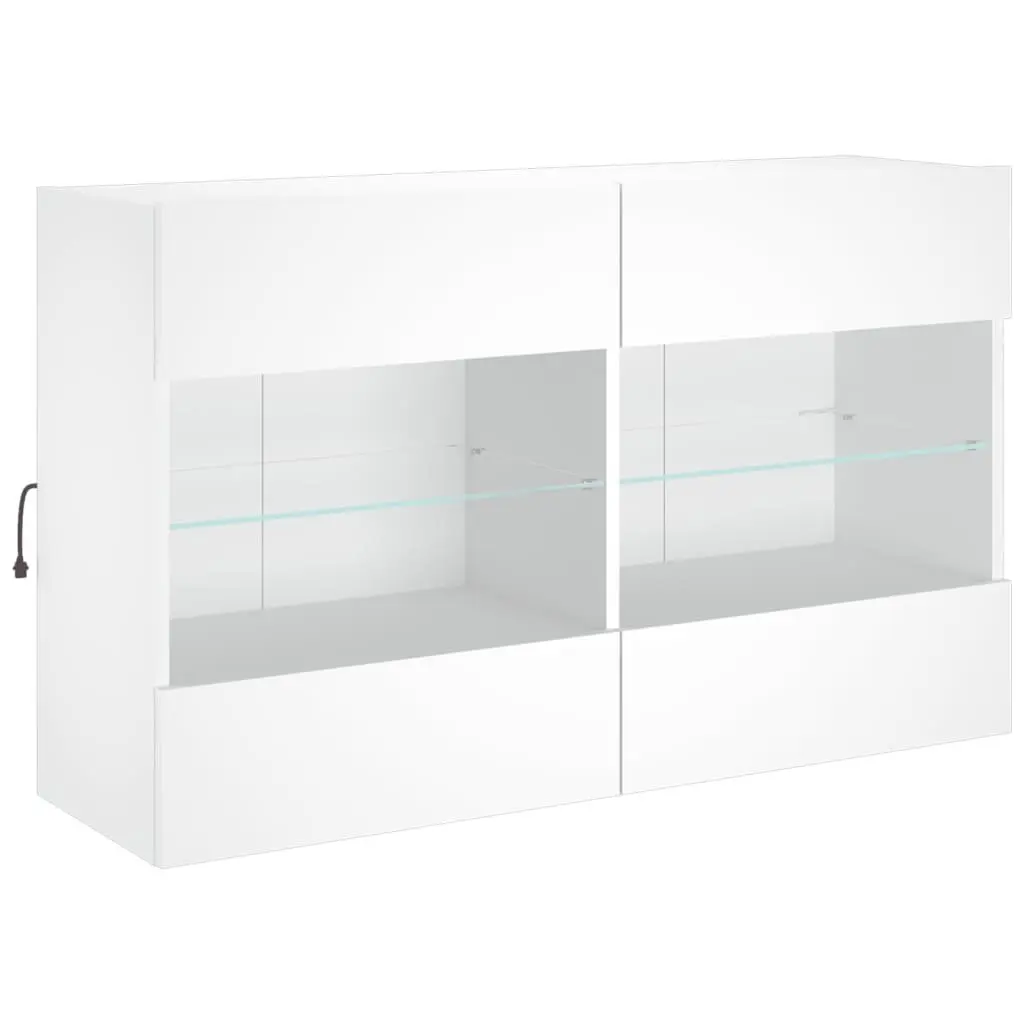 TV Wall Cabinet RGB LED Lights White Floating Shelves 98.5 x 30 x 60.5 cm