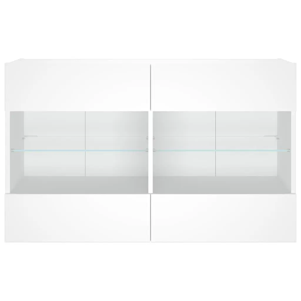 TV Wall Cabinet RGB LED Lights White Floating Shelves 98.5 x 30 x 60.5 cm