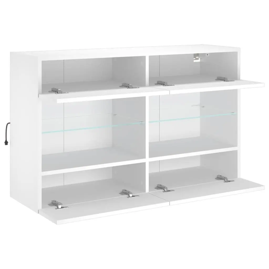 TV Wall Cabinet RGB LED Lights White Floating Shelves 98.5 x 30 x 60.5 cm